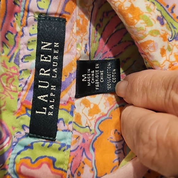 Lauren Ralph Women Button Up Long Sleeve Priya Pink Paisley - Picture 2 of 5